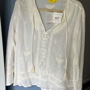 White Embroidered Roller Rabbit Top